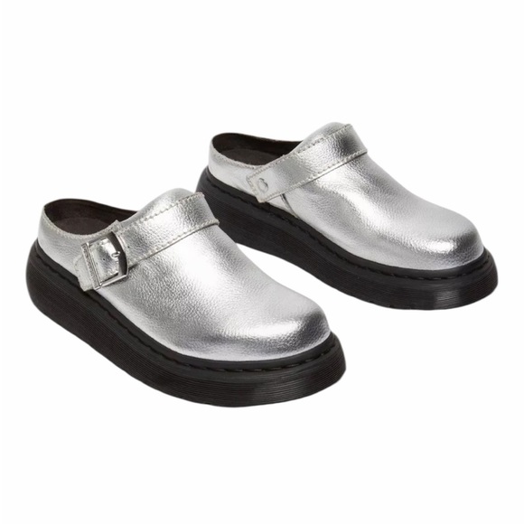 New Dr. Martens Laketen Slingback Mule silver metallic leather size 9 - Picture 3 of 8